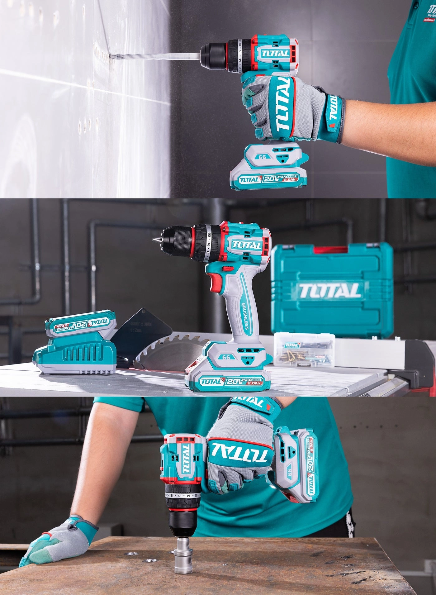 Compact Brushless Cordless Impact Drill - 2 Amp Hours
