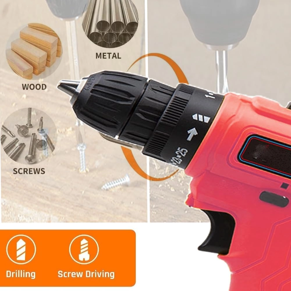 Cordless Screwdriver drill machine - 12V 0-10mm + 1200 mAh Battery + Charging Adapter + Polishing Pad kit - 5 inch