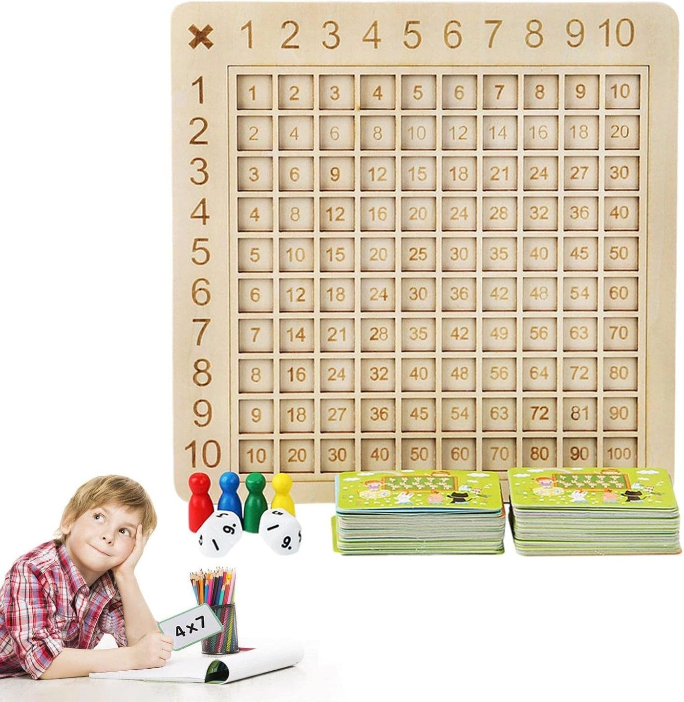 Wooden Multiplication Game Board - 3 years old and above