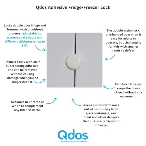 Adhesive Fridge/Freezer Lock - White One-Handed Operation