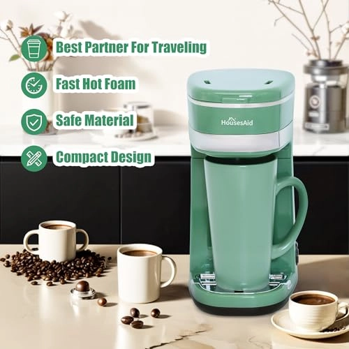 Single Serve Coffee Maker - Reusable Filter One-touch Control Portable