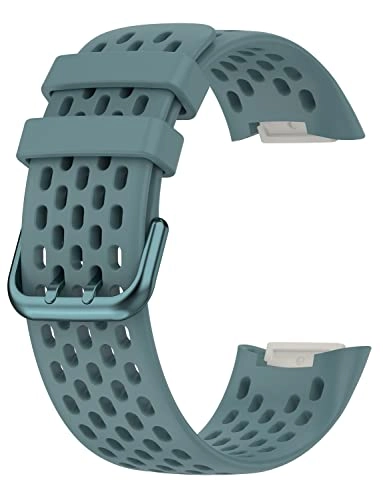 Watch Band for Fitbit Charge 5 - Silicone Stainless Steel Buckle Coral Red