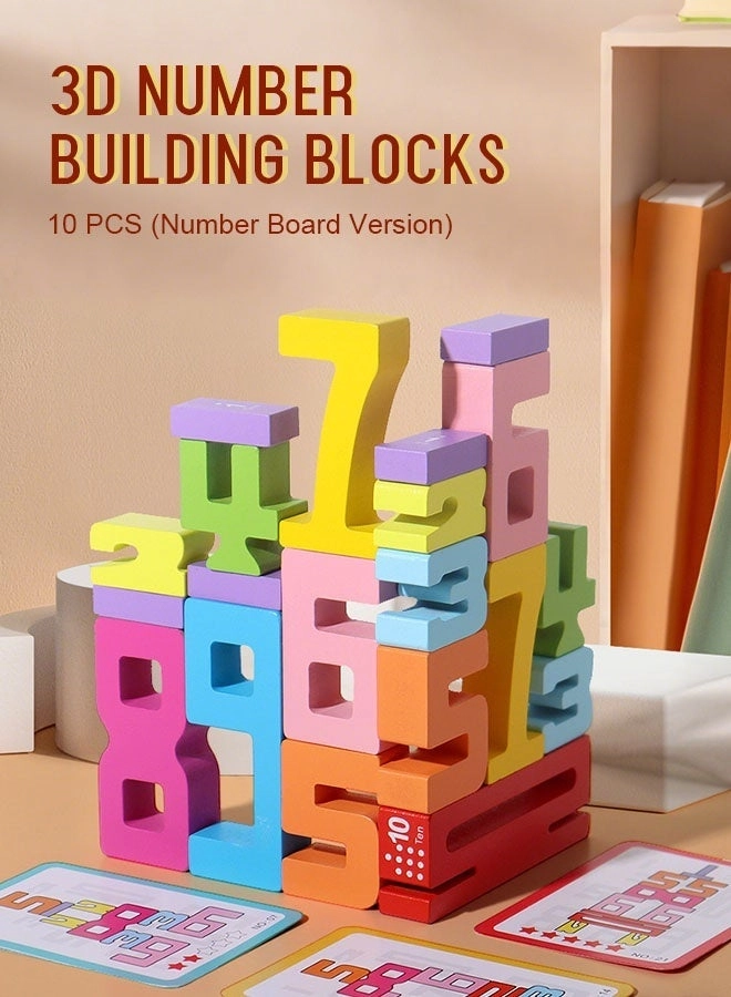 Wooden Number Blocks Puzzle - 3+ 10 pieces