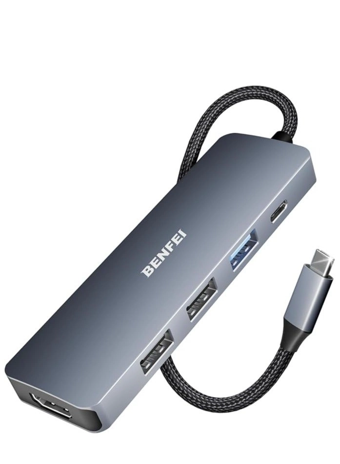5in1 USB C Hub - 4K HDMI 3 USB-A 100W Power Delivery