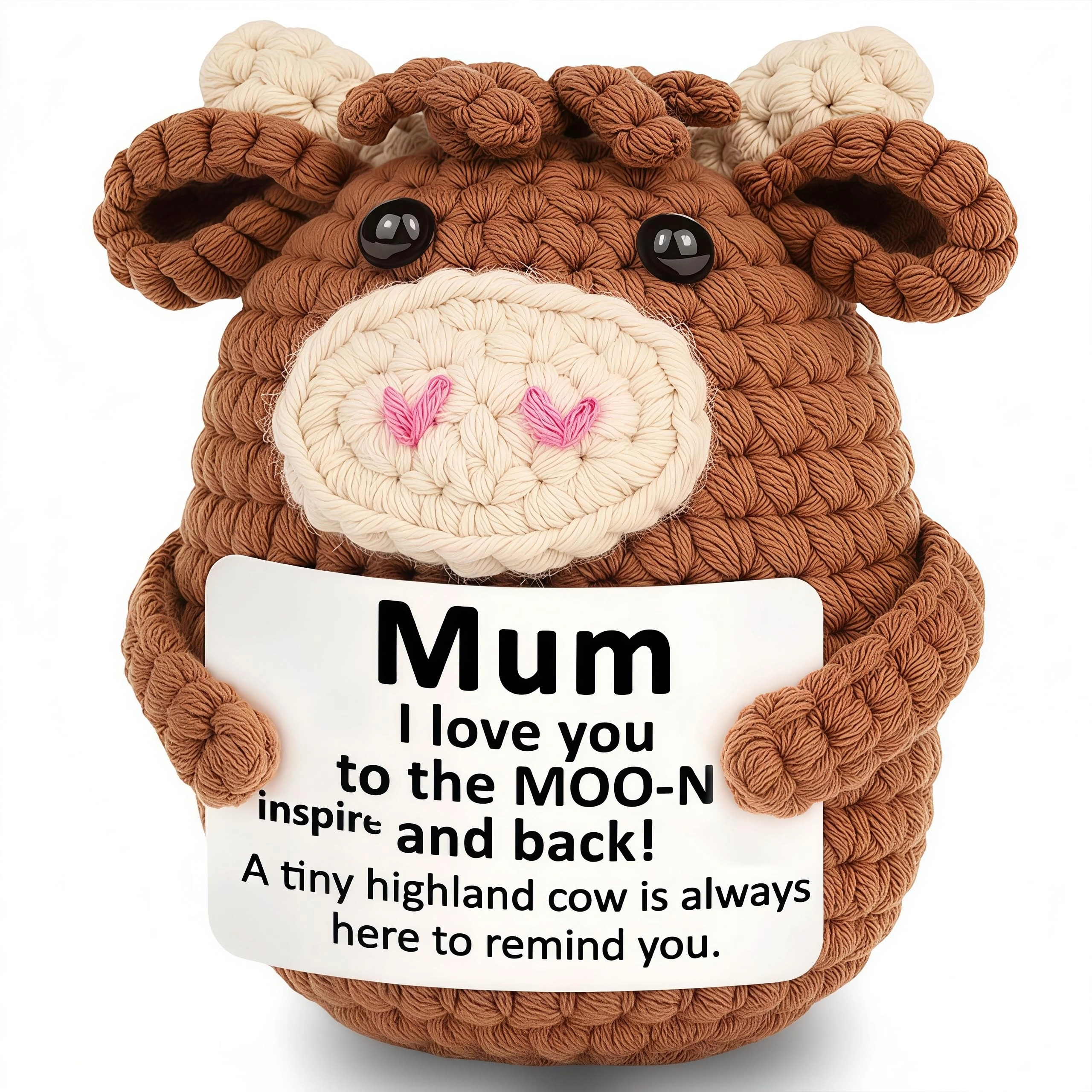 CARxlythic Highland Cow 6 cm Handmade - Brown Yarn Knitted