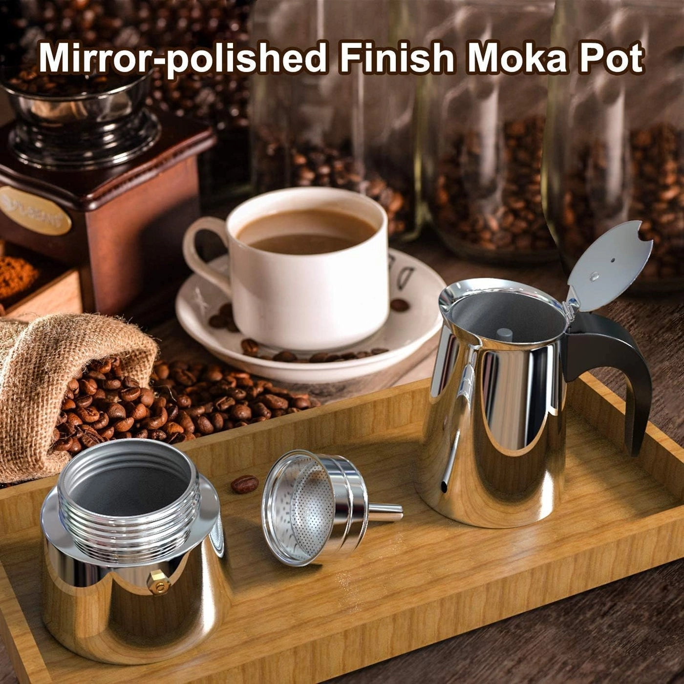 Moka Pot - Stainless Steel Stovetop Induction