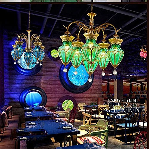 E27 Bohemian Glass Chandelier - Green glass 5