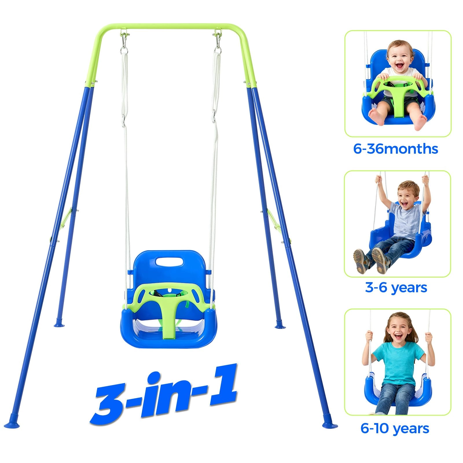 3-in-1 Swing Set - for Toddlers 4 Sandbags Bluegreen