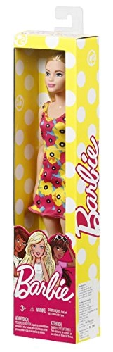 Barbie Fashion Doll - 12 Inch Yellow and Pink Flowers Floral Design Dress Ages 3+