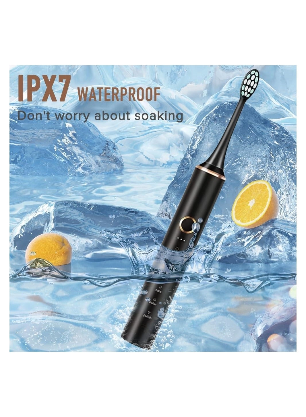 Electric Toothbrush - 4 Brush Heads 6 Modes IPX7 Waterproof
