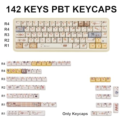 PBT Keycaps - Cute Cat Kawaii Mao Profile 142 Keys