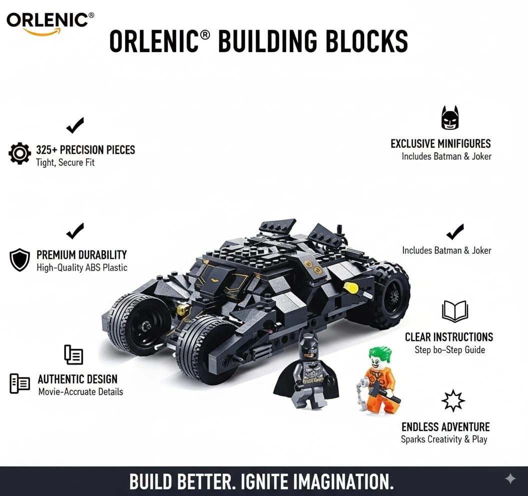 Superhero Batmobile - DIY Construction Bricks