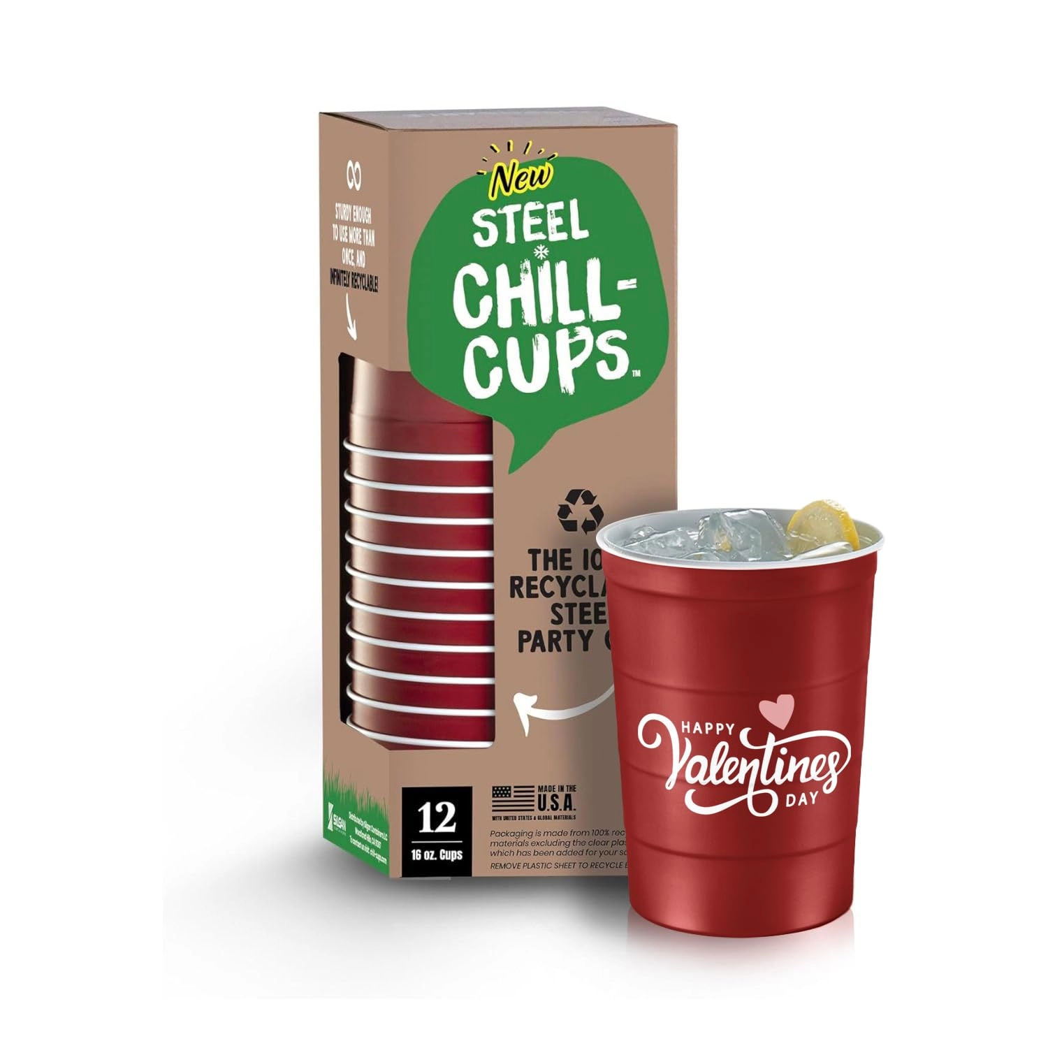 Silgan Containers Happy Valentine's Day Party Cups - 12 pcs