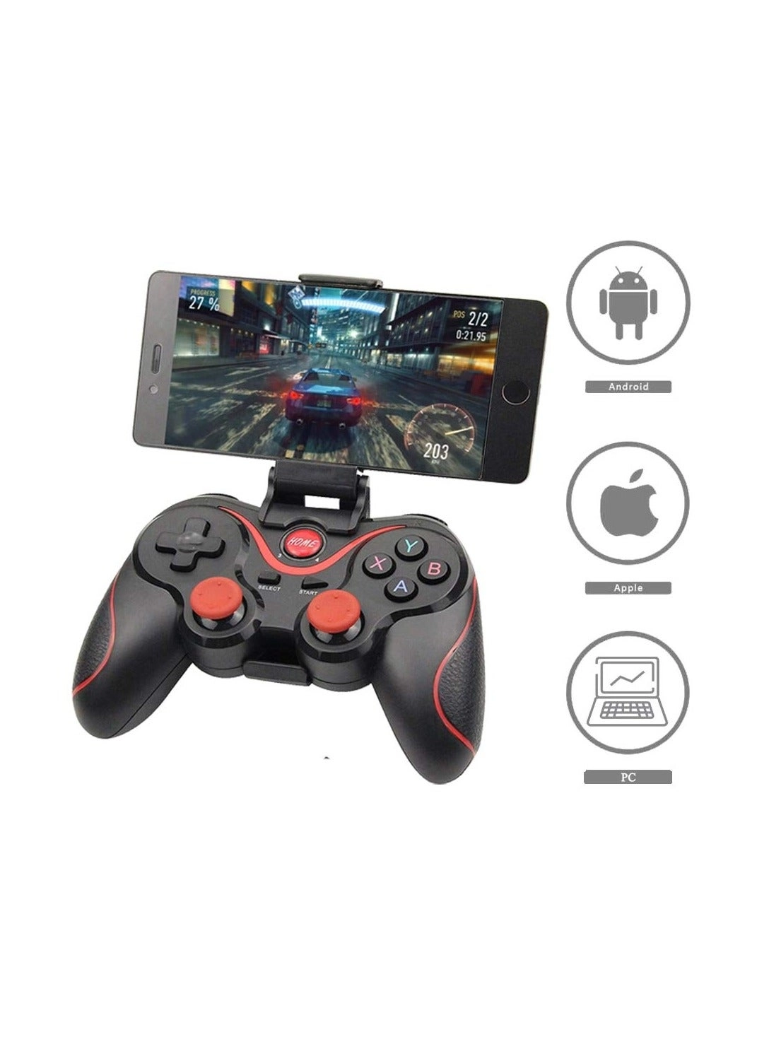 Generic Z01 Wireless Game Controller - Black Android iOS Switch Steam PS3 PS4 Pc