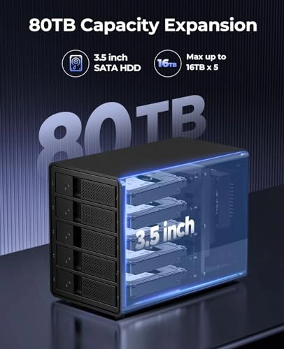 5 Bay External Hard Drive Enclosure - USB 3.0 SATA 3.5 inch
