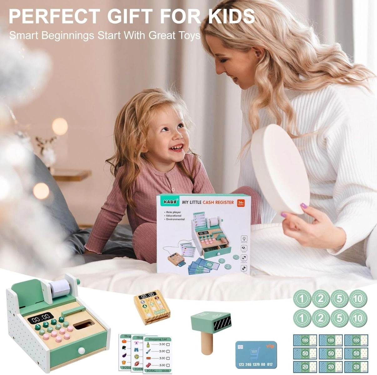 Wooden Cash Register - 16 x 18 x 20 cm eco-friendly (FP-2105-70)