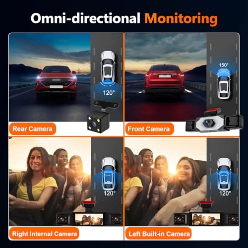 4 Channel Dash Cam Rear View Mirror - 1080P 30FPS + 64GB TF Card