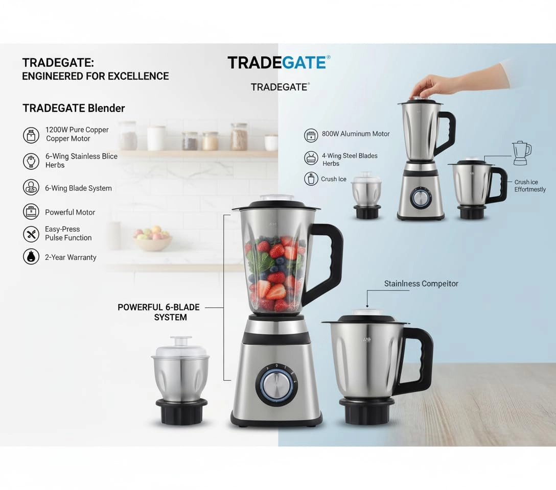 Electric Blender Wet Dry Grinder Mill - 1200W