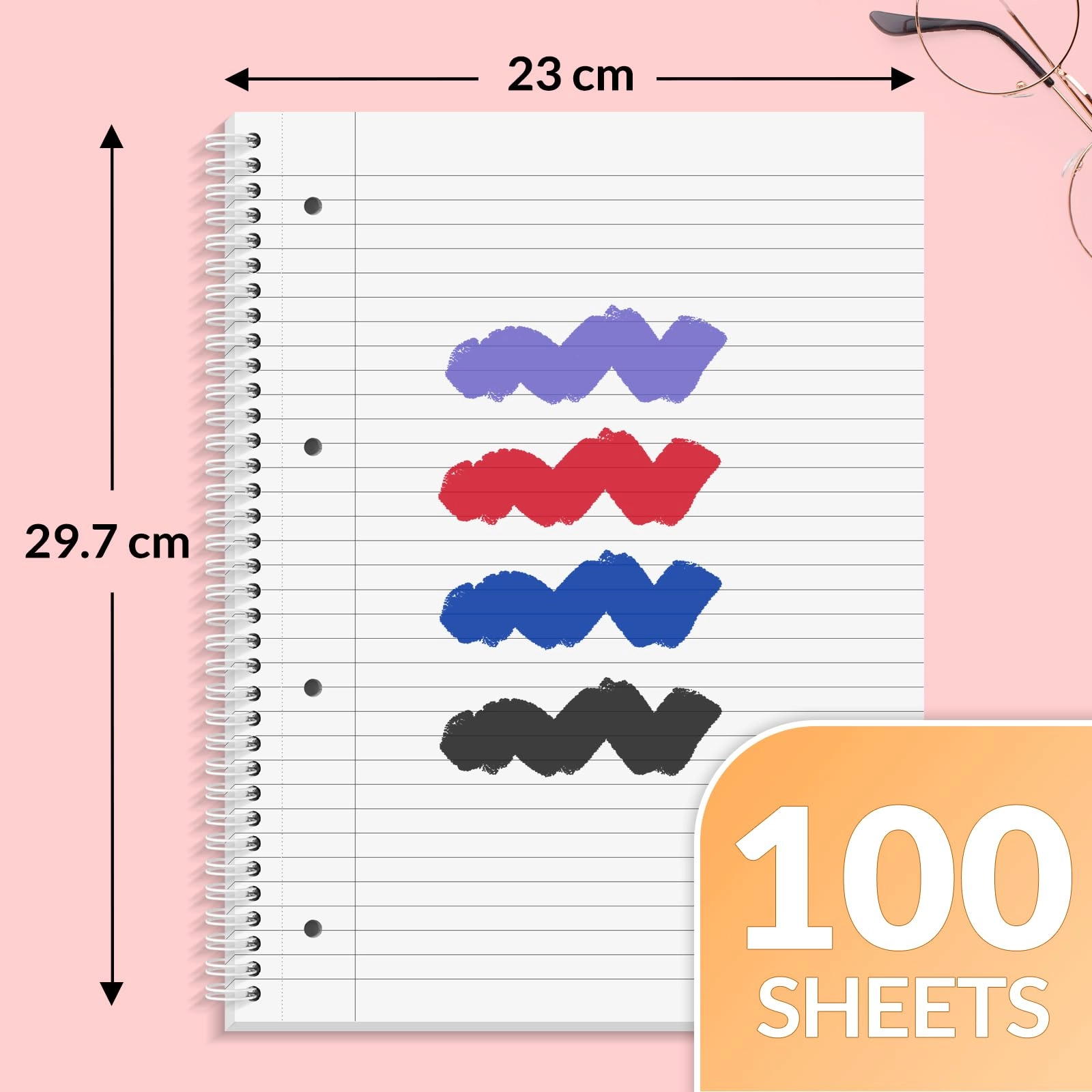 Notebook A4 Spiral - Lined 100 Sheets