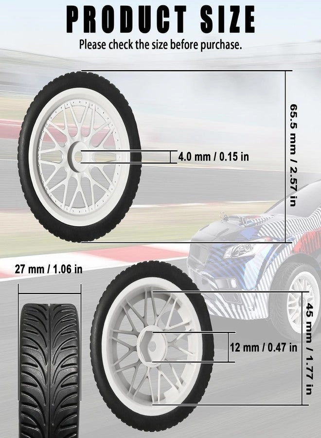 OD 2.55" On Road Rubber Tires Plastic Wheel Rims - 1/10