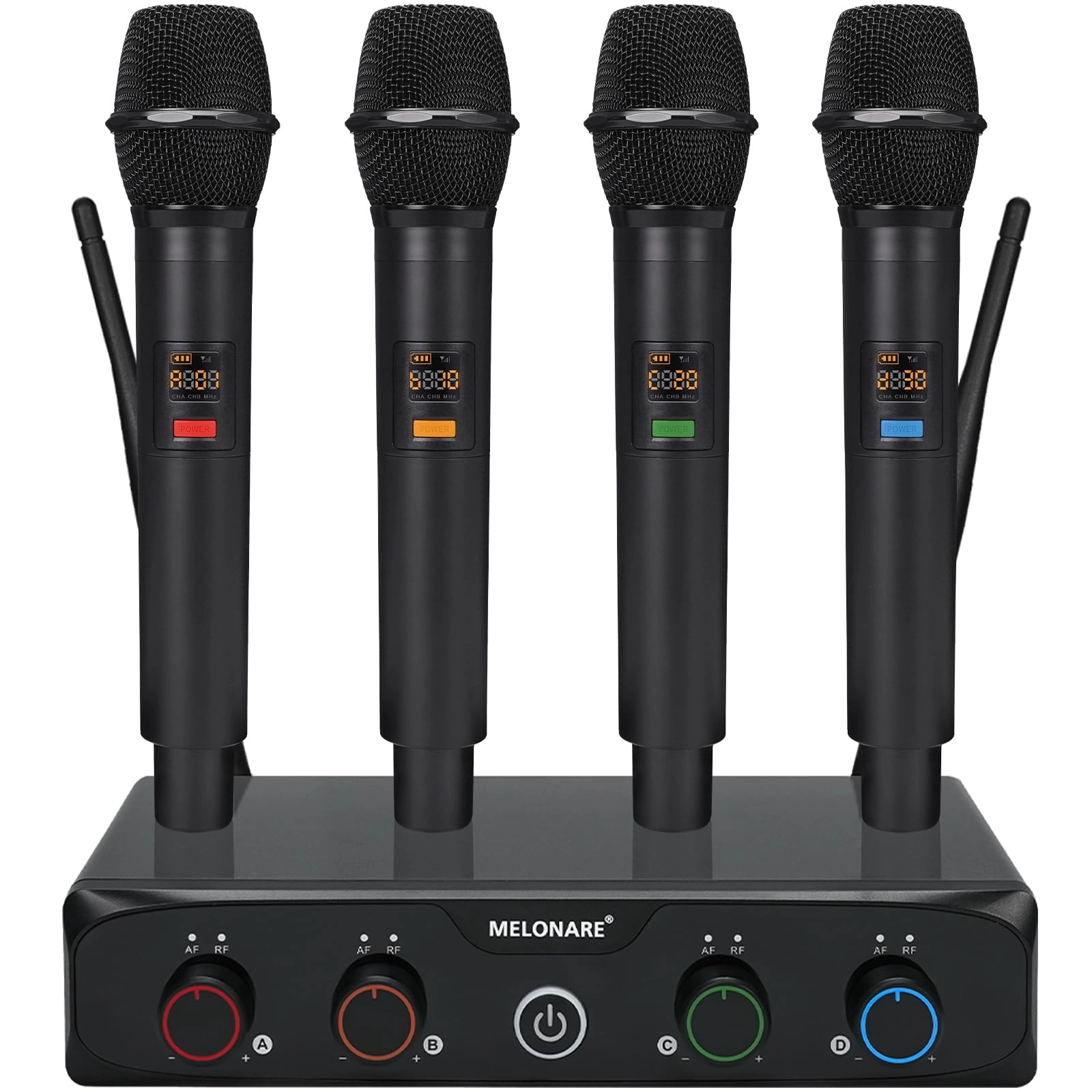 MELONARE 4-Channel Wireless Microphone System - 4 UHF