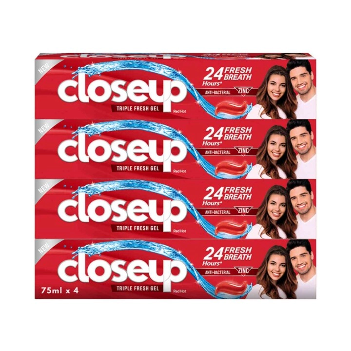 closeup Triple Fresh Gel Red Hot Toothpaste 75ml Pack of 4
