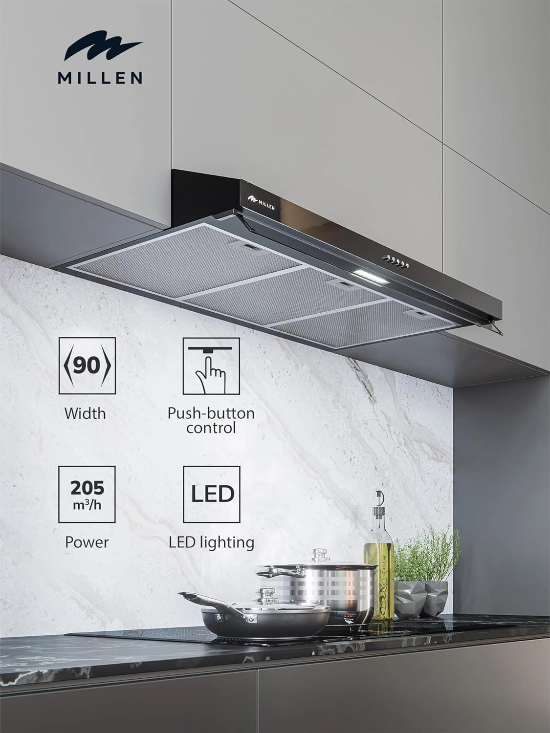 MKH 903 BL - 90cm Under Cabinet Black