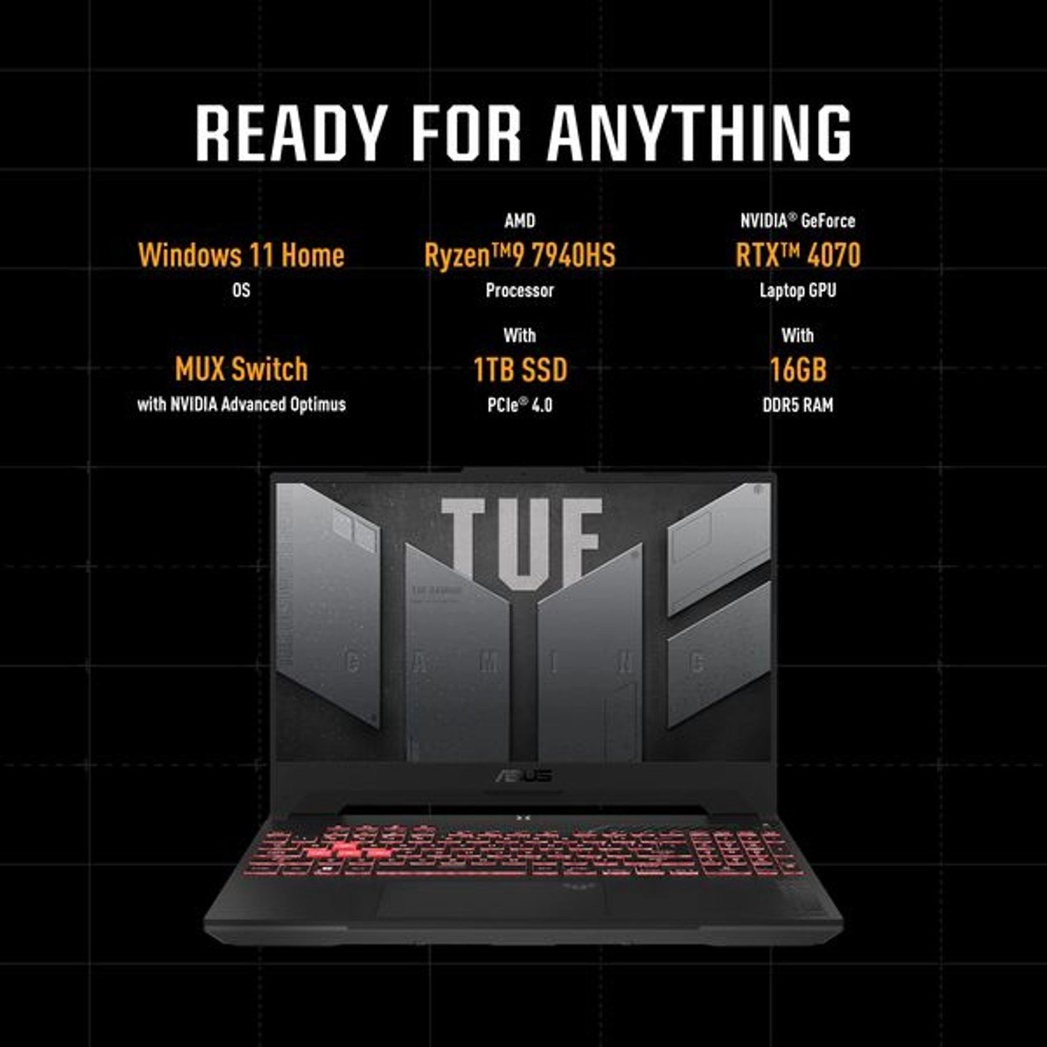 TUF Gaming A15 FA507XI-LP018W - 15.6'' Ryzen 9-7940HS 16GB 1TB SSD