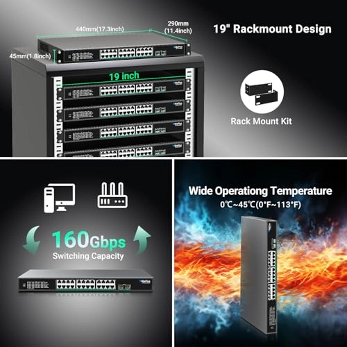 26 Port Unmanaged|24x2.5G PoE+2x10G SFP 26-ports