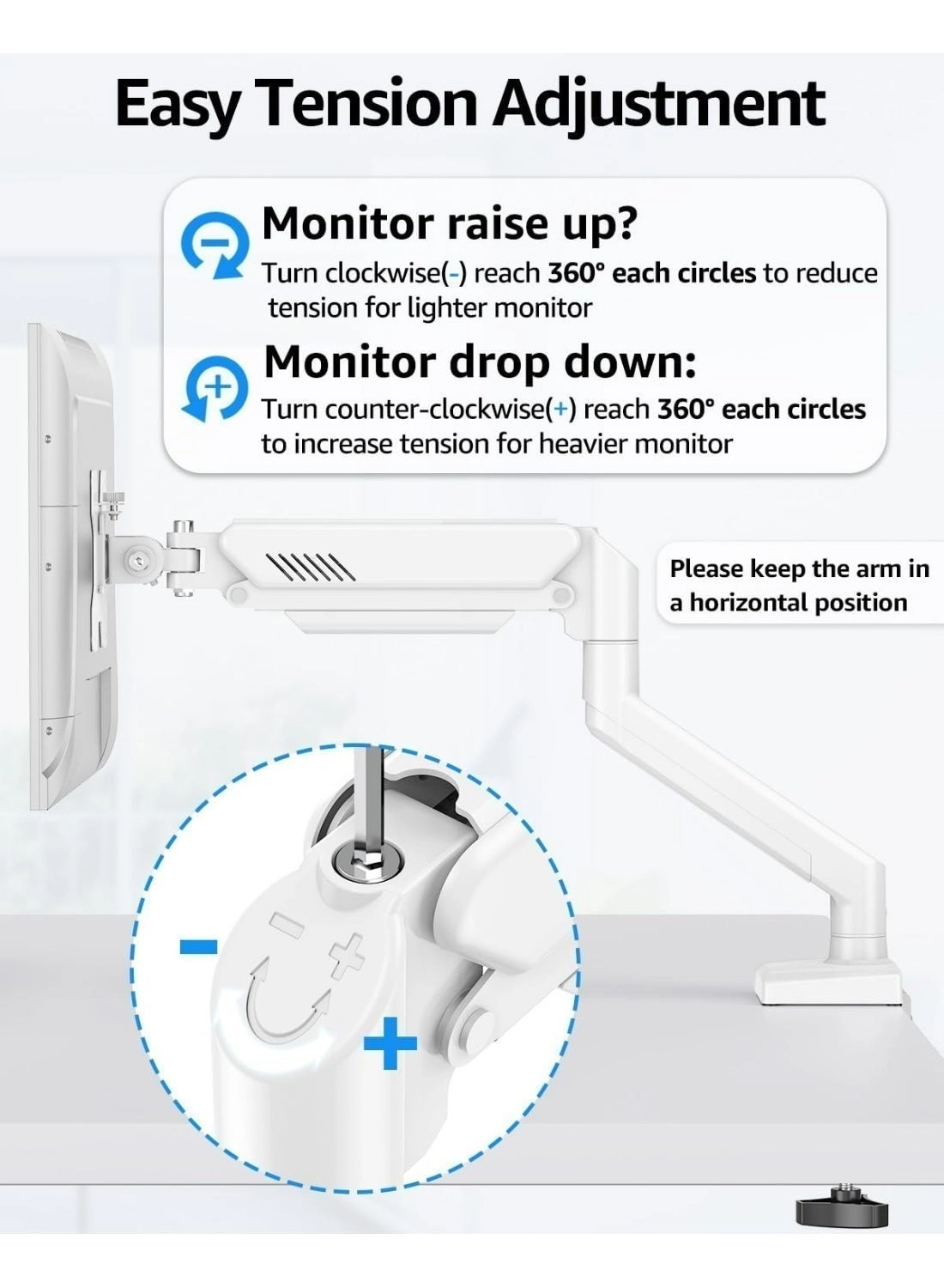 Desktop display single arm bracket - 13-34 inch 75x75/100x100mm