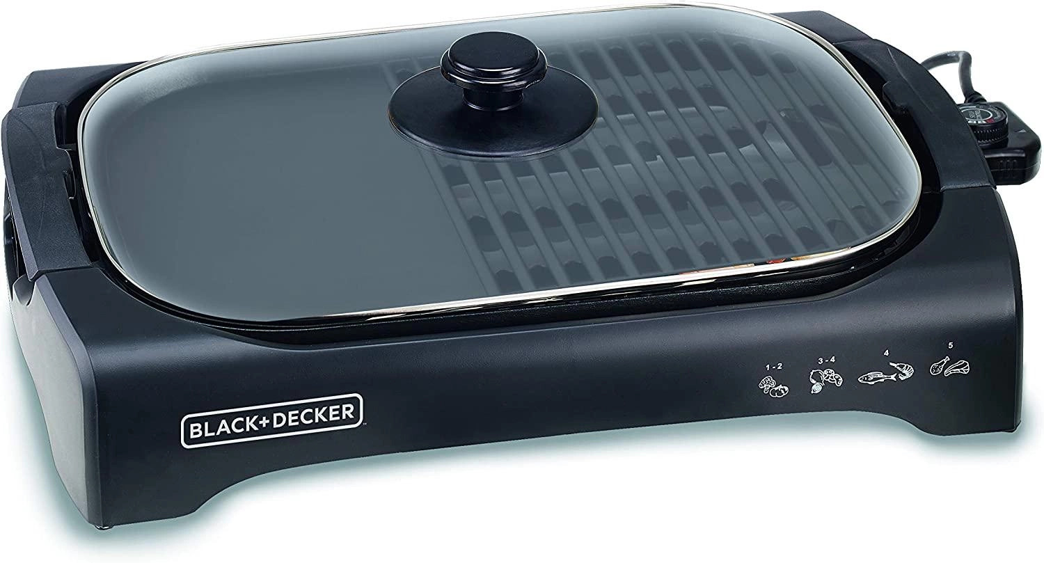 Black & Decker Open Flat Grill - 2200W Glass Lid