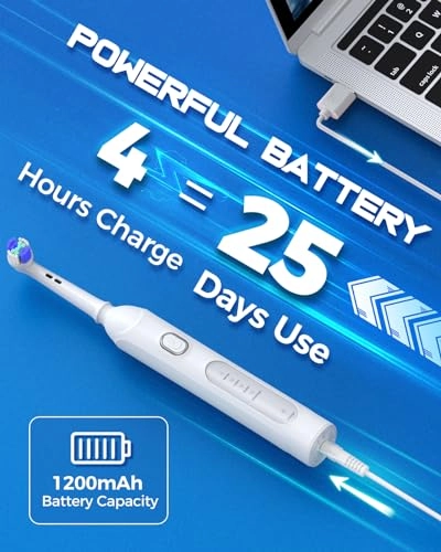 Rotating Electric Toothbrush - 8 Brush Heads 4 Modes 25-Day Battery Life
