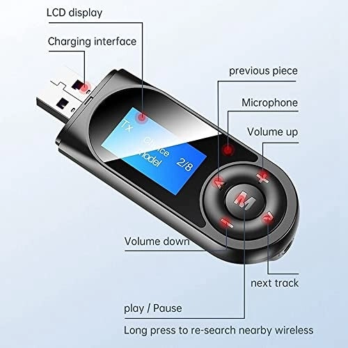 Bluetooth Transmitter and Receiver - 5.0 3.5mm AUX USB