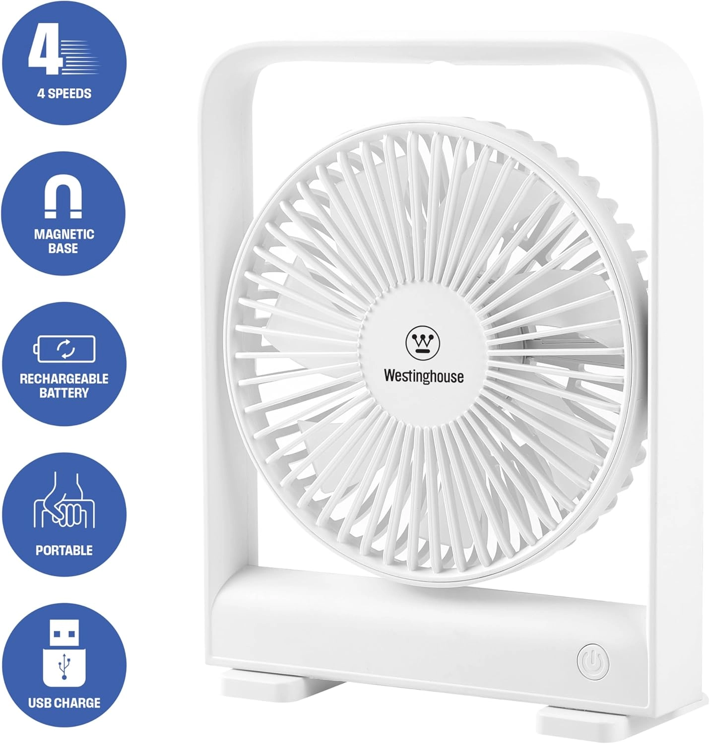 Rechargeable Desk Fan - LED Night Light 4-Speed USB