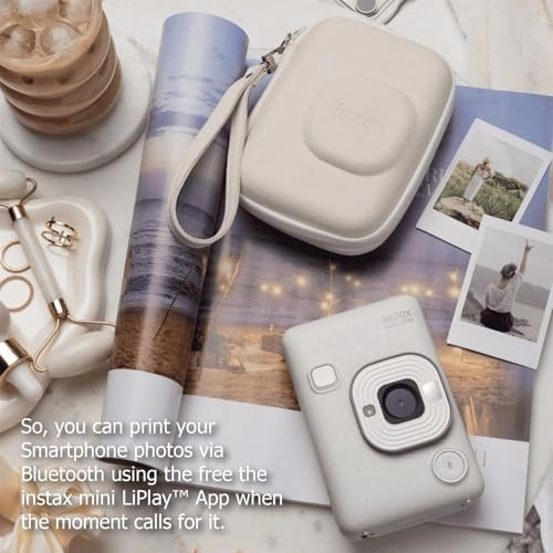 INSTAX Mini LiPlay - Hybrid Instant Camera + INSTAX Mini Twin Film Pack - 20 Sheets + 32GB microSD Card + USB Charging Cable + Hand Strap + Camera and Lens Cleaning Cloth - Grey