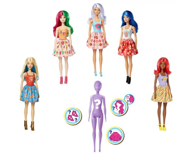 Barbie Color Reveal Glitter! Hair Swaps Doll - Glittery Blue 25 Hairstyling & Party-Themed Surprises Ages 3+