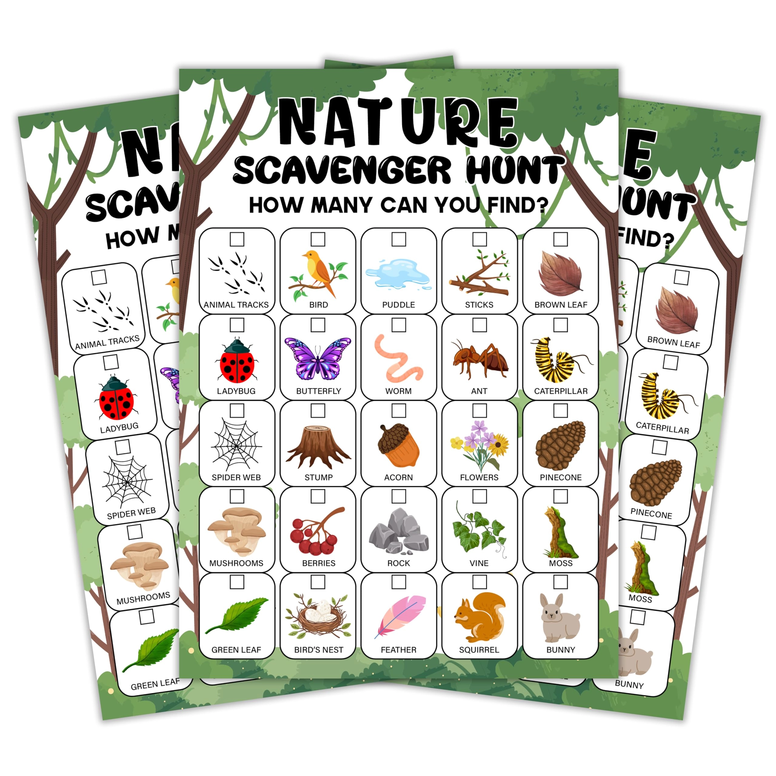 Mueddur Scavenger Hunt Cards - Adults 25 Pcs