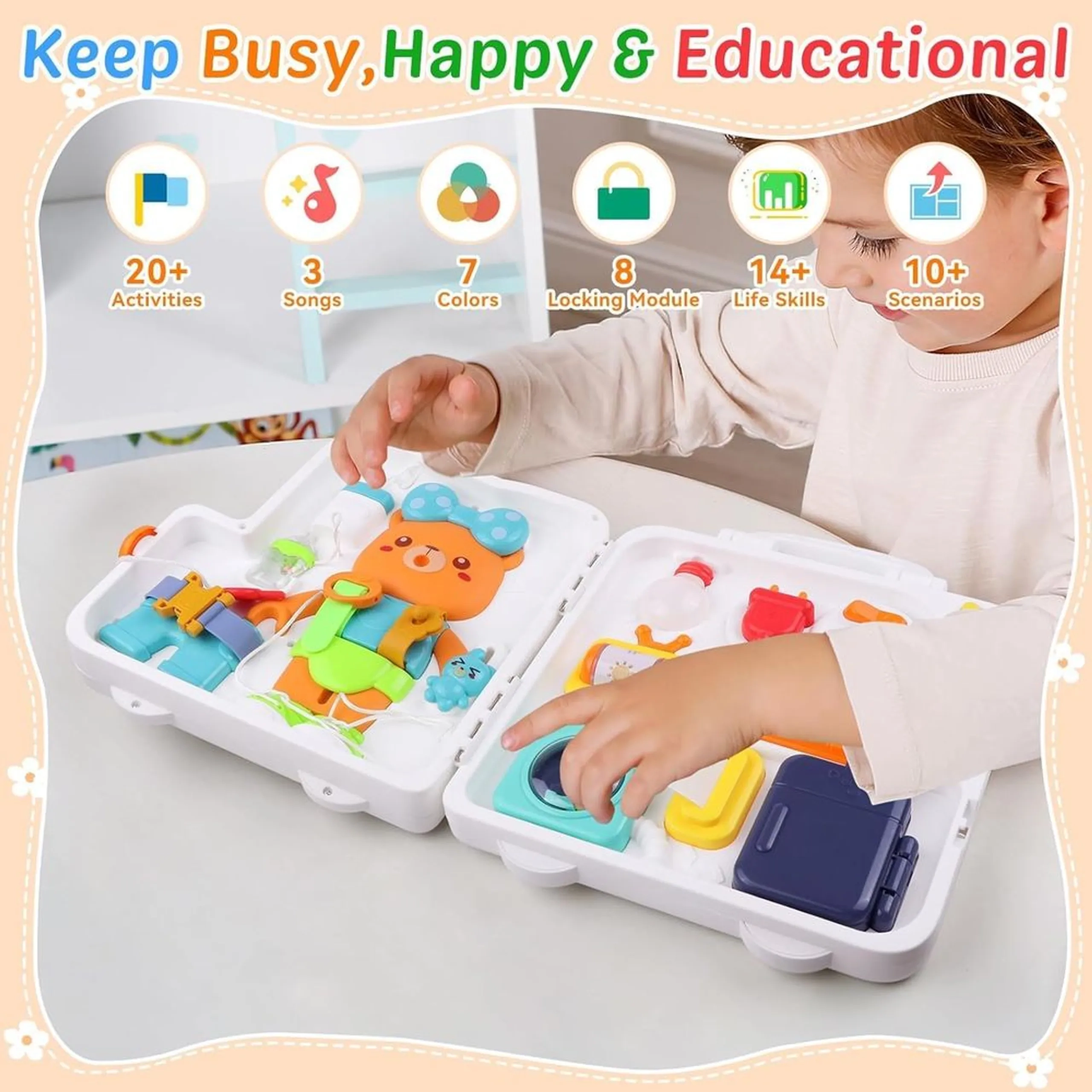 30 Activities Interactive Busy Board - Suitable for 24 to 48 months