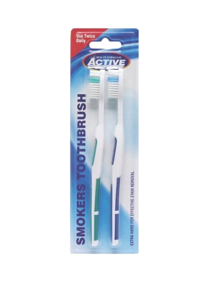 Nutripharm LLC Active Smokers Toothbrush - Blue White Green 2-Piece Pack