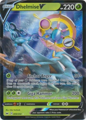 Pokémon Dhelmise V - 009/202 Ultra Rare + Toploader - Standard