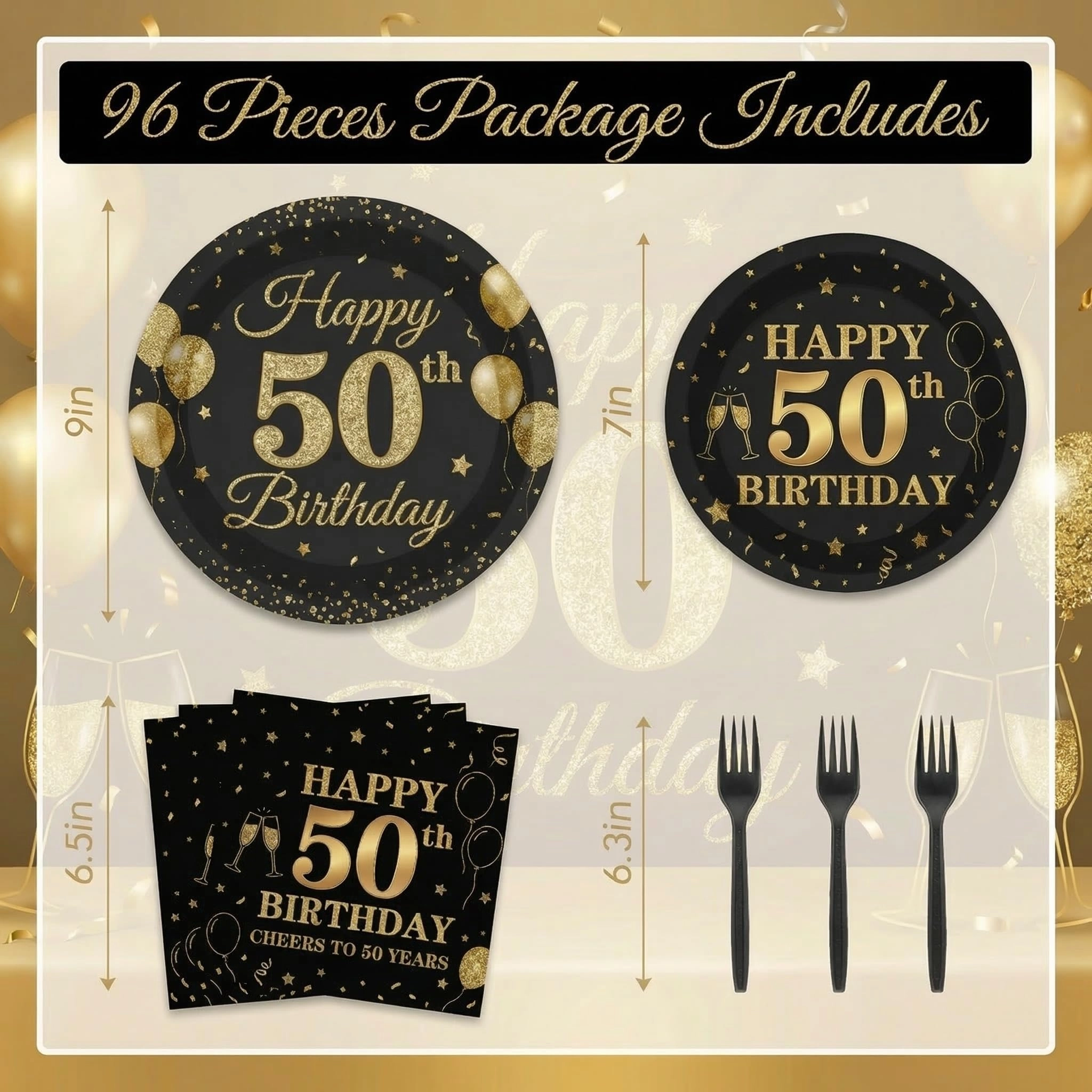 Happy Birthday Party Decorations Tableware Set - 96 Pcs