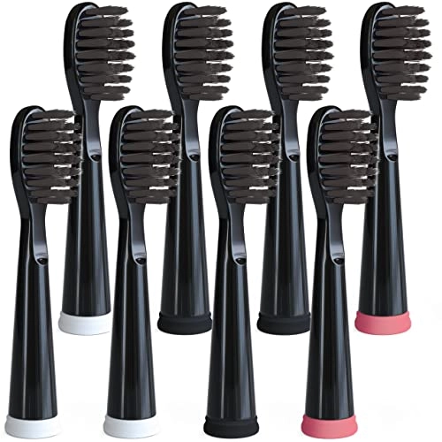 Replacement Electric Toothbrush Head - Pack of 8 Soft Charcoal Nylon Twist Lock