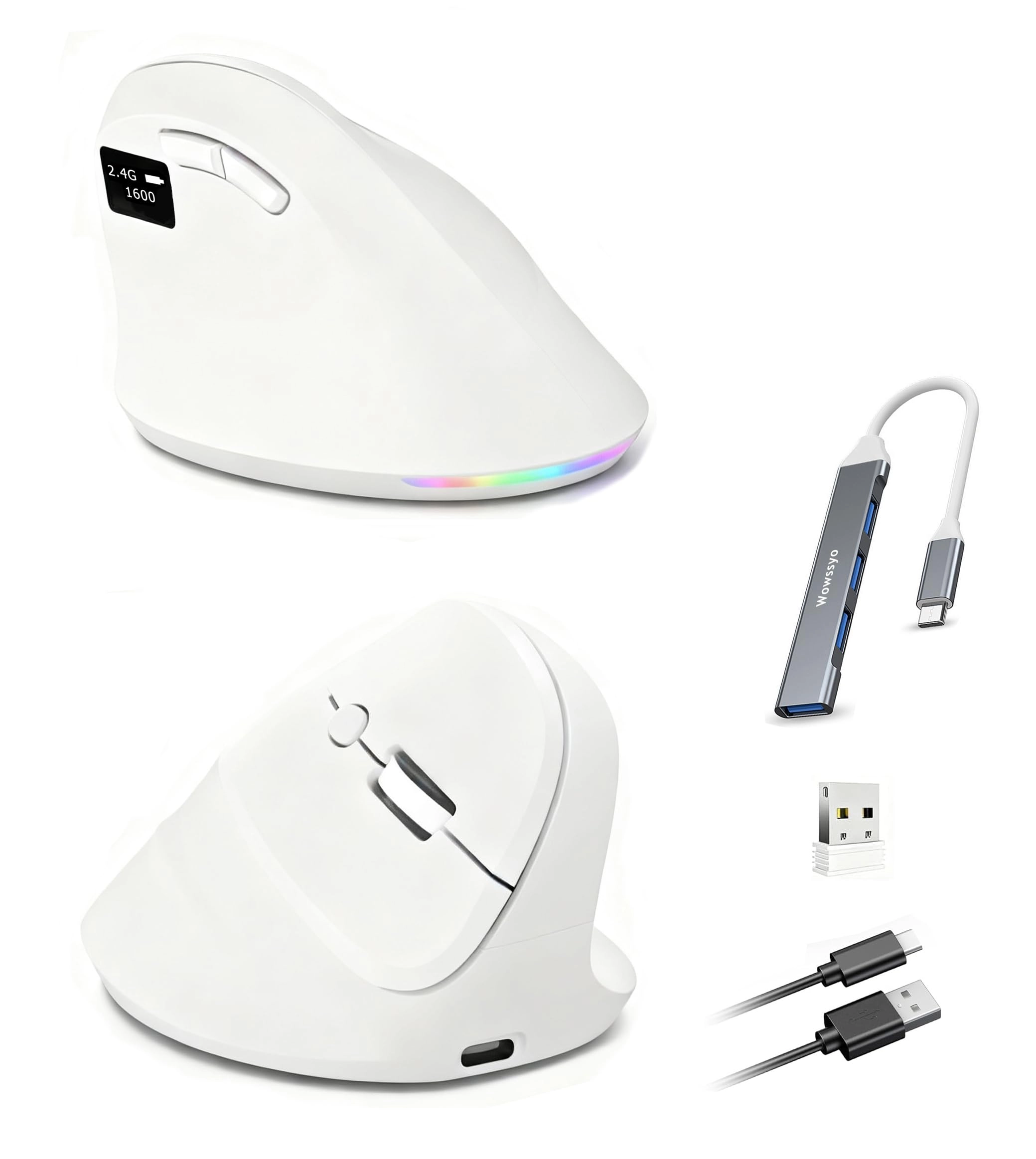 Vertical Ergonomic Optical Mouse - Bluetooth Wi-Fi