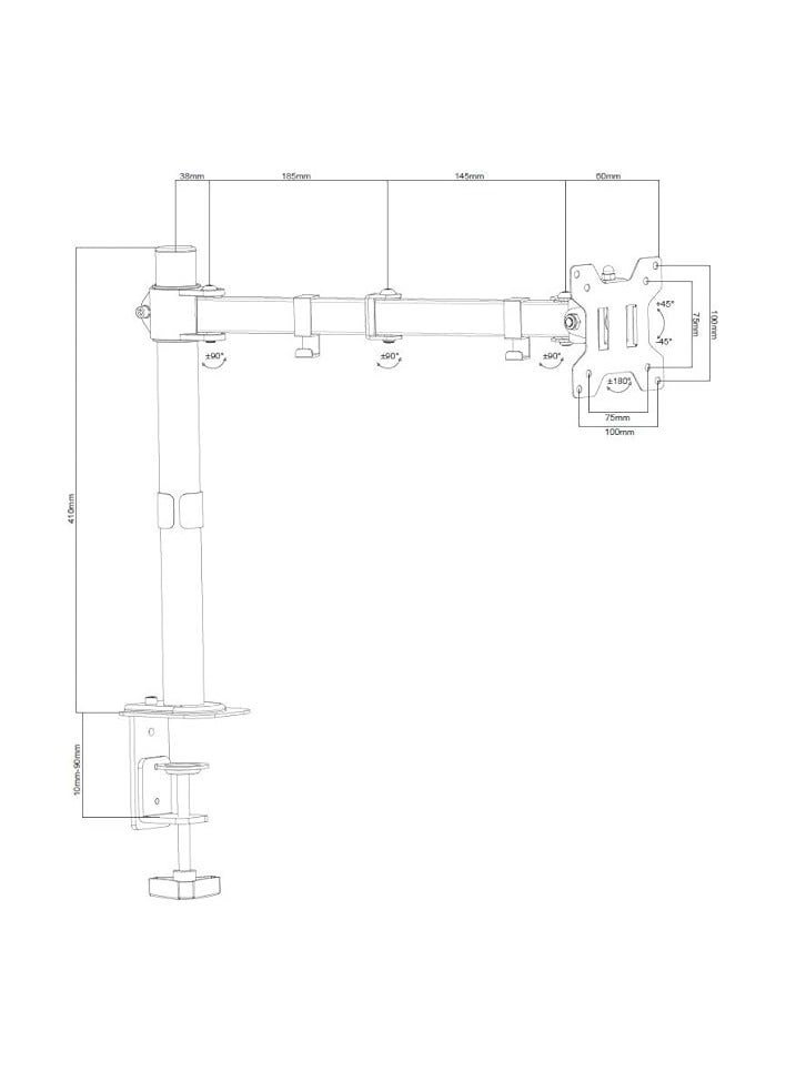 Single Monitor Table Stand - 13” to 32” VESA 75 x 75 -100 x 100