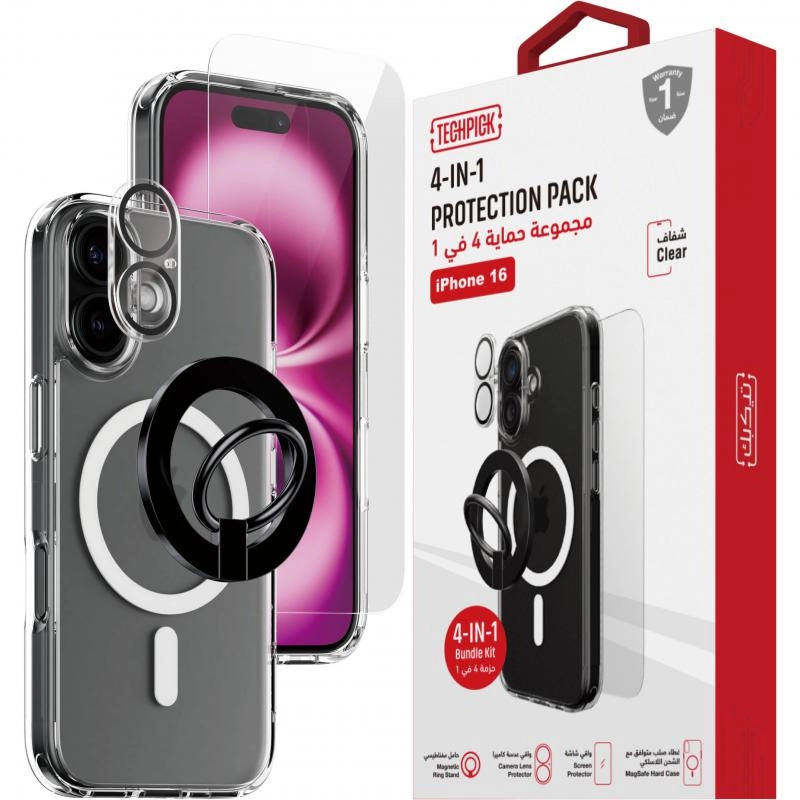 Hard Case + Tempered Glass + Camera Lens Protector + Magnetic Stand Smartphone Case Bundle with MagSafe for Samsung Galaxy S25 Ultra