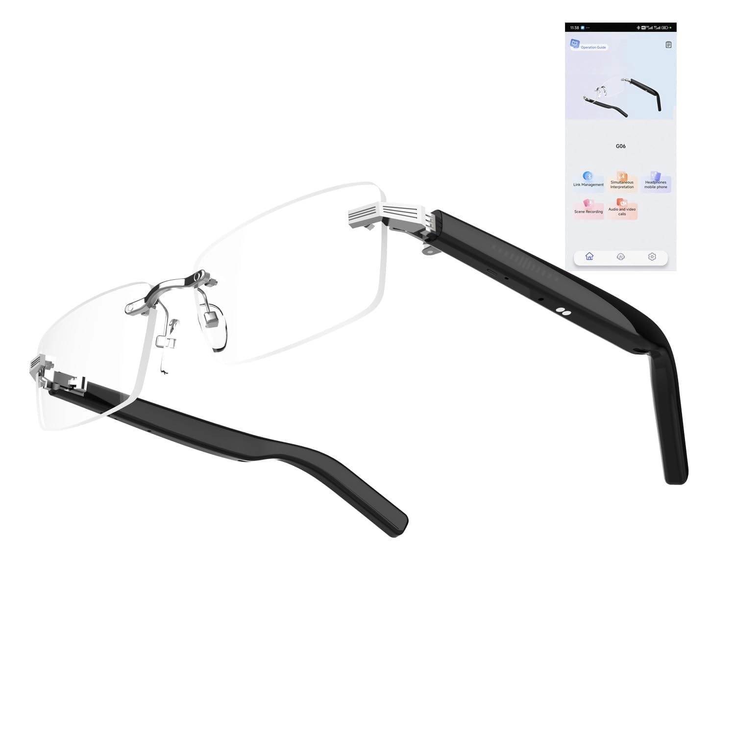 AI Translation Glasses - 134 languages IP65 waterproof Wireless calls