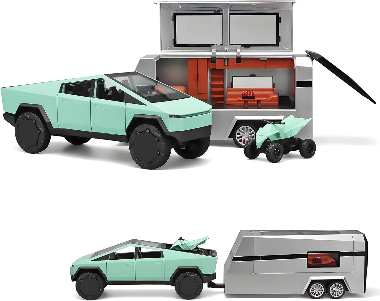 minniq store Cybertruck - 1:24 + Pickup Trailer