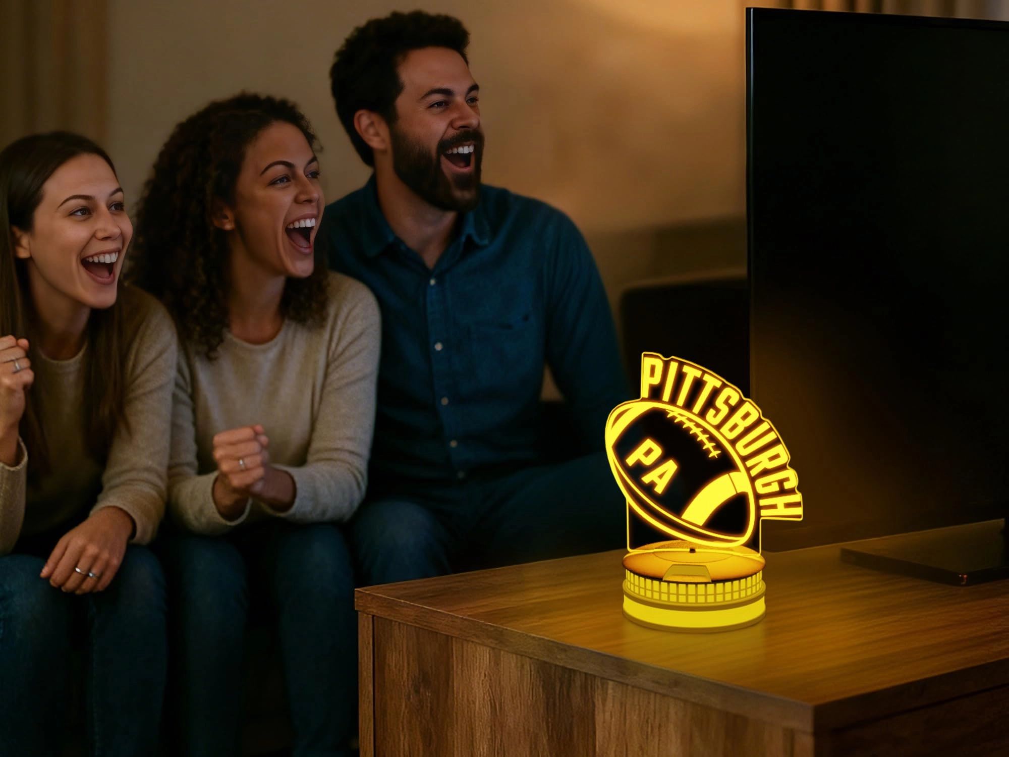 3D Football Pittsburgh Night Light - USB Multicoloured