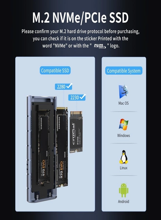 M.2 NVMe SSD Enclosure - USB4.0 NVMe M.2 2230/2280