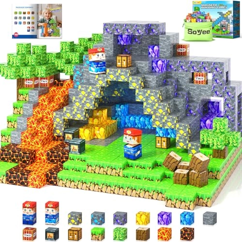 Magnetic Building Blocks - 100 pcs Forest & Mining